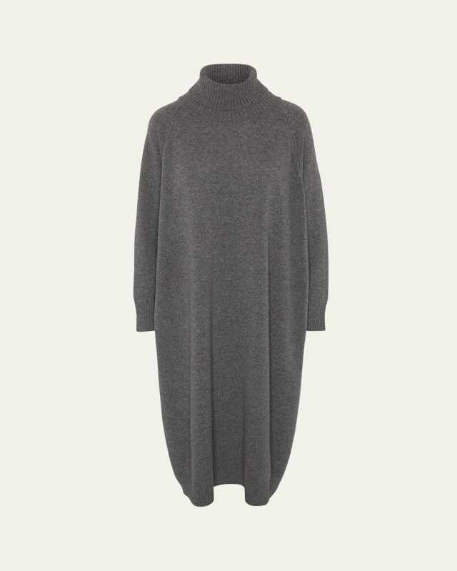 Wide Raglan Sleeve Roll Neck Dress